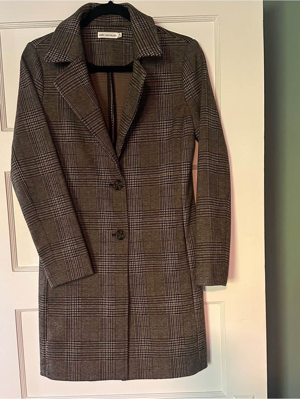 Avec Les Filles Anthropologie Plaid Longline Blazer XS Academia - Picture 2 of 10